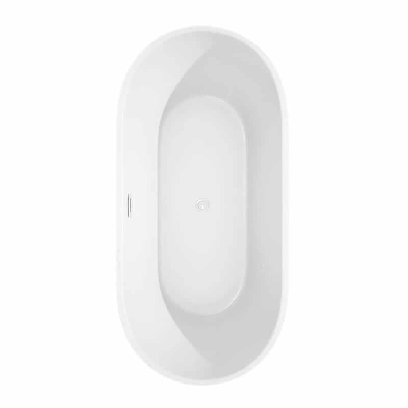 Wyndham Collection Carissa 67 Inch CD Freestanding Acrylic White Bathtub With Shiny White Trim No Faucet Top View