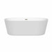 Wyndham Collection Carissa 67 Inch Freestanding Acrylic White Bathtub With Brushed Nickel Trim No Faucet Front View