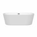 Wyndham Collection Carissa 67 Inch Freestanding Acrylic White Bathtub With Matte Black Trim No Faucet Front View