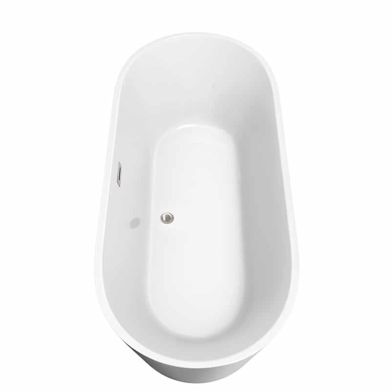 Wyndham Collection Carissa 71" Freestanding Acrylic Bathtub With Brushed Nickel Trim No Faucet Top Side View