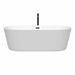 Wyndham Collection Carissa 71 Inch Freestanding Acrylic White Bathtub With Matte Black Trim Front View