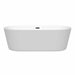 Wyndham Collection Carissa 71 Inch Freestanding Acrylic White Bathtub With Matte Black Trim No Faucet Front View