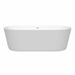 Wyndham Collection Carissa 71 Inch Freestanding Acrylic White Bathtub With Shiny White Trim No Faucet Front View