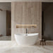 Wyndham Collection Dorrit 60" Freestanding Acrylic White Bathtub With Matte Black Trim Lifestyle