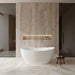 Wyndham Collection Dorrit 60" Freestanding Acrylic White Bathtub With Shiny White Trim No Faucet Lifestyle