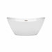 Wyndham Collection Dorrit 60 Inch Freestanding Acrylic White Bathtub With Brushed Nickel Trim No Faucet Front View