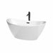 Wyndham Collection Dorrit 60 Inch Freestanding Acrylic White Bathtub With Matte Black Trim Top Front View