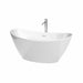 Wyndham Collection Dorrit 60 Inch Freestanding Acrylic White Bathtub With Shiny White Trim and Polished Chrome Faucet Top Front View