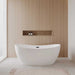Wyndham Collection Dorrit 66" Freestanding Acrylic White Bathtub With Matte Black Trim No Faucet Lifestyle