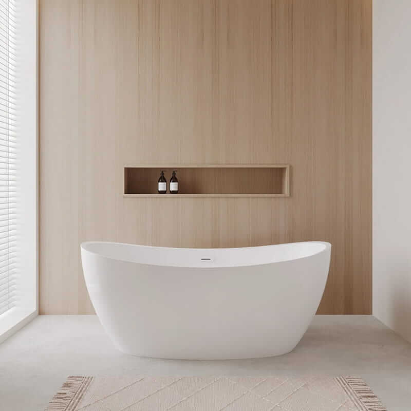 Wyndham Collection Dorrit 66" Freestanding Acrylic White Bathtub With Shiny White Trim No Faucet Lifestyle