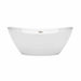 Wyndham Collection Dorrit 66 Inch Freestanding Acrylic White Bathtub With Brushed Nickel Trim No Faucet Front View