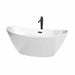 Wyndham Collection Dorrit 66 Inch Freestanding Acrylic White Bathtub With Matte Black Trim Top Front View