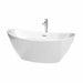 Wyndham Collection Dorrit 66 Inch Freestanding Acrylic White Bathtub With Polished Chrome Trim Top Front View