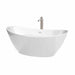 Wyndham Collection Dorrit 66 Inch Freestanding Acrylic White Bathtub With Shiny White Trim and Brushed Nickel Faucet Top Front View