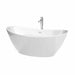 Wyndham Collection Dorrit 66 Inch Freestanding Acrylic White Bathtub With Shiny White Trim and Polished Chrome Faucet Top Front View