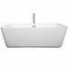 Wyndham Collection Emily 69 Inch Freestanding Acrylic Bathtub With Brushed Nickel Trim Front View