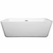 Wyndham Collection Emily 69 Inch Freestanding Acrylic White Bathtub With Brushed Nickel Trim No Faucet Front View