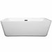 Wyndham Collection Emily 69 Inch Freestanding Acrylic White Bathtub With Matte Black Trim No Faucet Front View