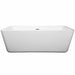Wyndham Collection Emily 69 Inch Freestanding Acrylic White Bathtub With Polished Chrome Trim No Faucet Front View