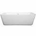 Wyndham Collection Emily 69 Inch Freestanding Acrylic White Bathtub With Shiny White Trim No Faucet Front View