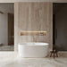 Wyndham Collection Juliette 60" Freestanding Acrylic White Bathtub With Brushed Nickel Trim Lifestyle