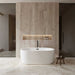 Wyndham Collection Juliette 60" Freestanding Acrylic White Bathtub With Matte Black Trim Lifestyle