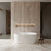 Wyndham Collection Juliette 60" Freestanding Acrylic White Bathtub With Polished Chrome Trim No Faucet Lifestyle