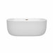 Wyndham Collection Juliette 60 Inch Freestanding Acrylic White Bathtub With Brushed Nickel Trim No Faucet Front View