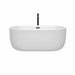 Wyndham Collection Juliette 60 Inch Freestanding Acrylic White Bathtub With Matte Black Trim Front View