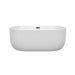 Wyndham Collection Juliette 60 Inch Freestanding Acrylic White Bathtub With Matte Black Trim No Faucet Front View