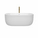 Wyndham Collection Juliette 60 Inch Freestanding Acrylic White Bathtub With Shiny White Trim and Brushed Gold Faucet Front View
