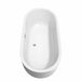 Wyndham Collection Juliette 67" Freestanding Acrylic White Bathtub With Brushed Nickel Trim No Faucet Top Side View