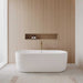 Wyndham Collection Juliette 67" Freestanding Acrylic White Bathtub With Shiny White Trim and Brushed Gold Faucet Lifestyle