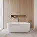 Wyndham Collection Juliette 67" Freestanding Acrylic White Bathtub With Shiny White Trim and Matte Black Faucet Lifestyle