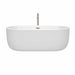 Wyndham Collection Juliette 67 Inch Freestanding Acrylic White Bathtub With Brushed Nickel Trim Front View