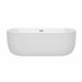 Wyndham Collection Juliette 67 Inch Freestanding Acrylic White Bathtub With Brushed Nickel Trim No Faucet Front View