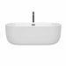 Wyndham Collection Juliette 67 Inch Freestanding Acrylic White Bathtub With Matte Black Trim Front View