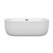 Wyndham Collection Juliette 67 Inch Freestanding Acrylic White Bathtub With Matte Black Trim No Faucet Front View