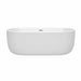 Wyndham Collection Juliette 67 Inch Freestanding Acrylic White Bathtub With Polished Chrome Trim No Faucet Front View