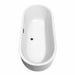 Wyndham Collection Juliette 71" Freestanding Acrylic White Bathtub With Matte Black Trim No Faucet Top Side View