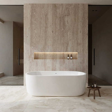 Wyndham Collection Juliette 71" Freestanding Acrylic White Bathtub With Shiny White Trim No Faucet Lifestyle
