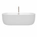 Wyndham Collection Juliette 71 Inch Freestanding Acrylic White Bathtub With Brushed Nickel Trim Front View