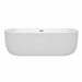 Wyndham Collection Juliette 71 Inch Freestanding Acrylic White Bathtub With Brushed Nickel Trim No Faucet Front View