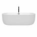 Wyndham Collection Juliette 71 Inch Freestanding Acrylic White Bathtub With Matte Black Trim Front View