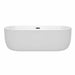 Wyndham Collection Juliette 71 Inch Freestanding Acrylic White Bathtub With Matte Black Trim No Faucet Front View
