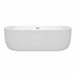 Wyndham Collection Juliette 71 Inch Freestanding Acrylic White Bathtub With Polished Chrome Trim No Faucet Front View