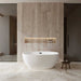 Wyndham Collection Juno 59" Freestanding Acrylic Matte White Bathtub With Matte Black Trim No Faucet Lifestyle