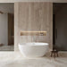 Wyndham Collection Juno 59" Freestanding Acrylic Matte White Bathtub With Polished Chrome Trim Lifestyle