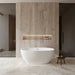 Wyndham Collection Juno 59" Freestanding Acrylic Matte White Bathtub With Polished Chrome Trim No Faucet Lifestyle