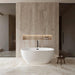 Wyndham Collection Juno 59" Freestanding Acrylic White Bathtub With Matte Black Trim Lifestyle